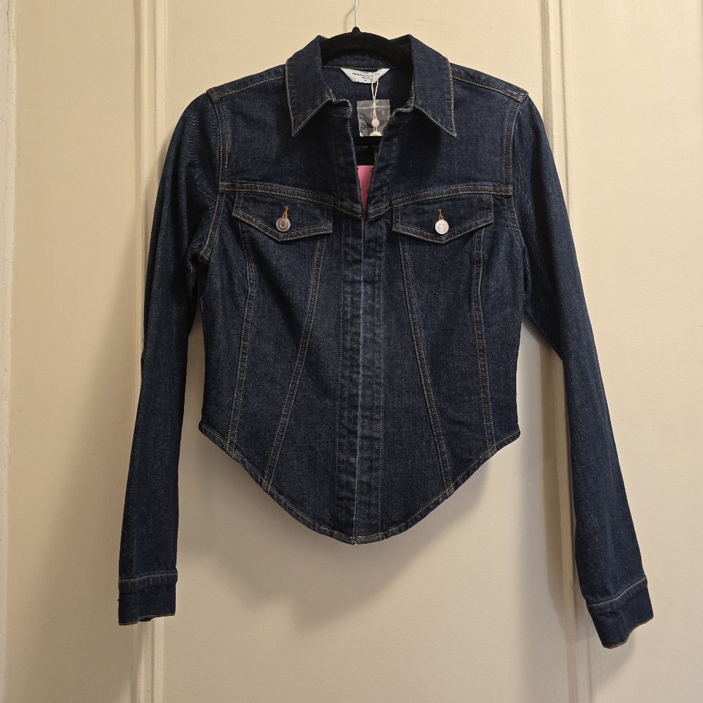 NWT Amanda Uprichard Bristol Denim Top in Dark Blue Heritage Wash - Sz Medium - Picture 8 of 16